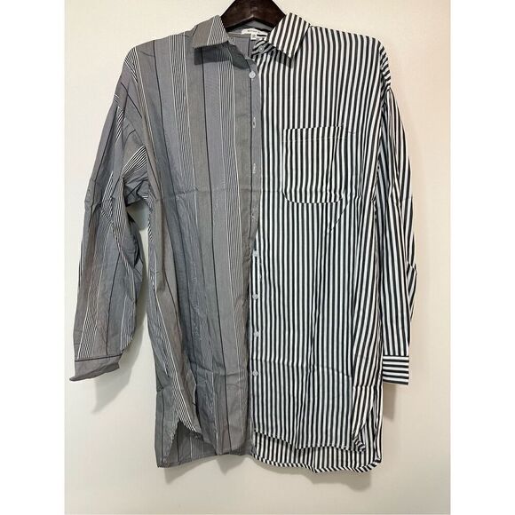 Black white oversized collared shirt - Picture 4 of 12